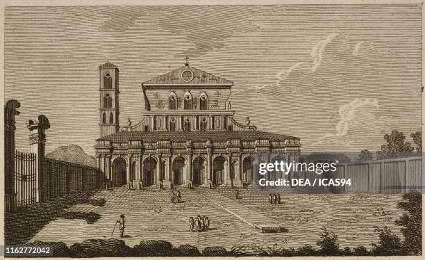 Church and Basilica of San Paolo Apostolo, Rome, Lazio, Italy, engraving by Domenico Pronti, Volume II, Plate 5, from Nuova raccolta di 100 vedutine...