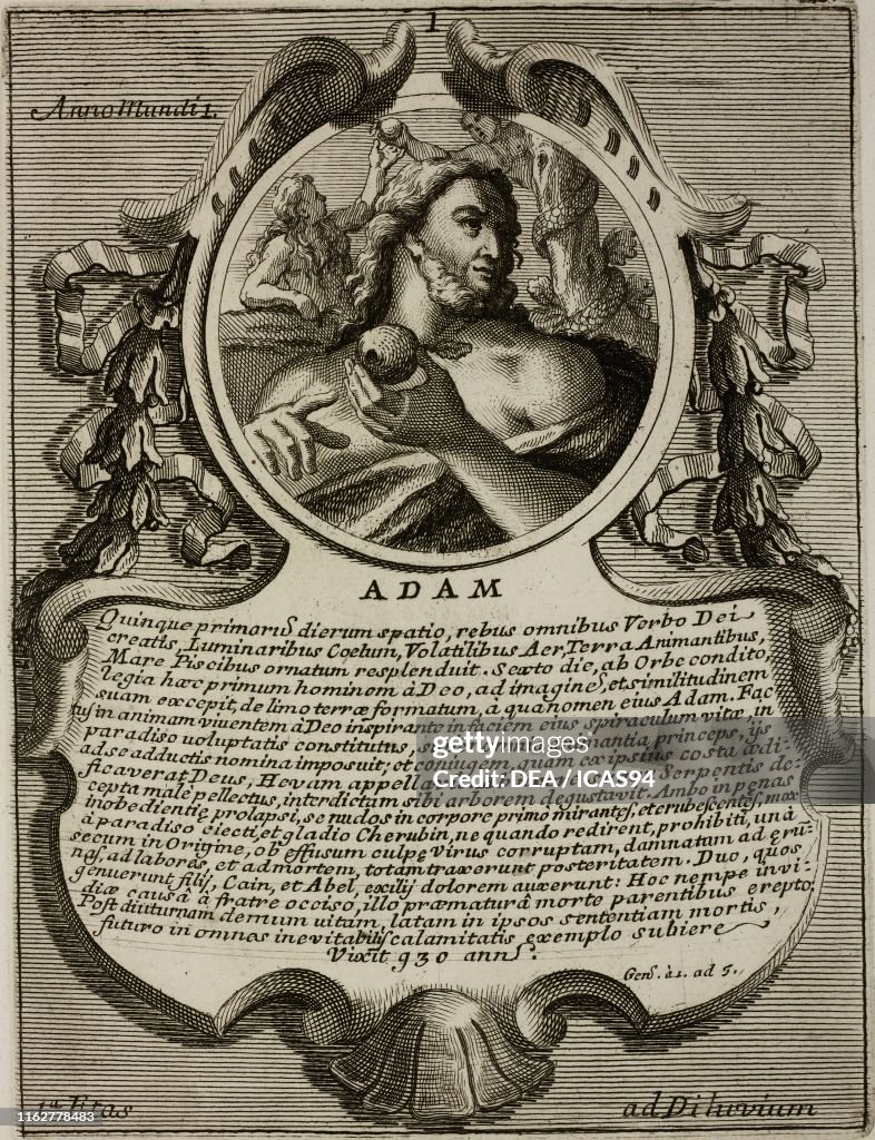 Portrait of Adam with apple, human biblical figure