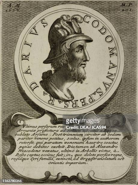 Portrait of Darius III , King of Persia, engraving from Epitome historico-chronologica gestorum omnium patriarcharum, ducum, judicum, regum, et...