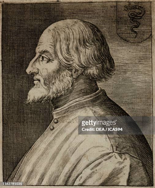 Portrait of Gian Galeazzo Visconti , Duke of Milan, engraving from Ritratti et elogii di capitani illustri , by Giulio Roscio, Agostino Mascardi,...