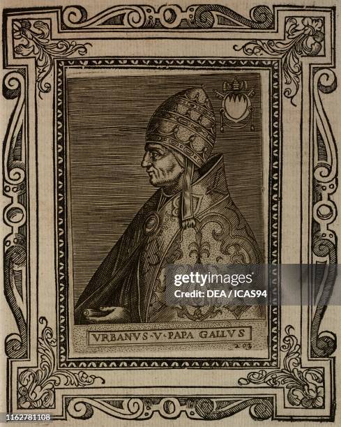 Portrait of Pope Urban V , engraving from Le vite de pontefici di Antonio Ciccarelli Rome.