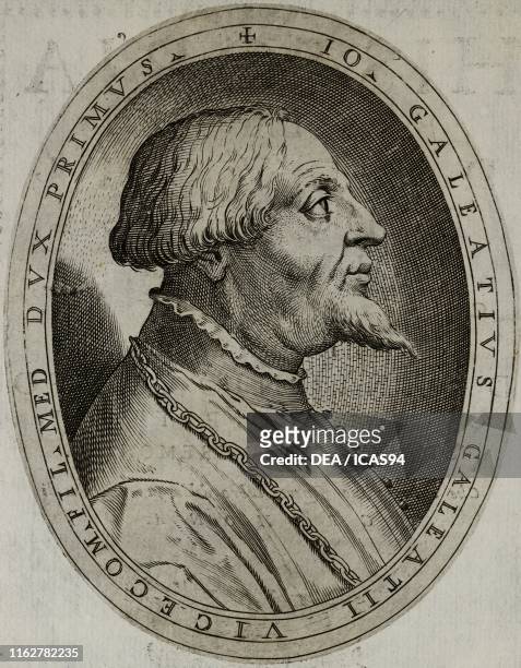 Portrait of Gian Galeazzo Visconti , Duke of Milan, engraving from Cremona fedelissima citta , by Antonio Campi Milan.