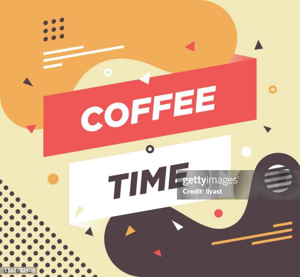 stockillustraties, clipart, cartoons en iconen met koffie tijd trendy abstracte web banner ontwerp - coffee break