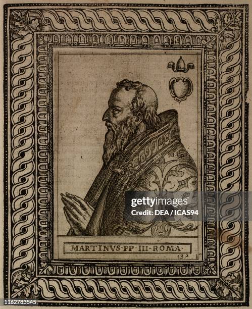 Portrait of Pope Marinus II o Martin III , engraving from Le vite de pontefici di Antonio Ciccarelli Rome.