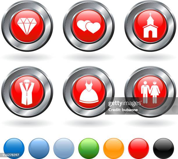 illustrations, cliparts, dessins animés et icônes de mariage vectorielles libres de droits pour icon set bouton métallisé - robe à carreaux
