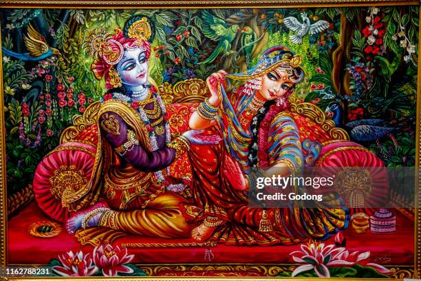 Hindu god Krishna with his consort Radha. Bhaktivedanta manor, Watford, U.K.