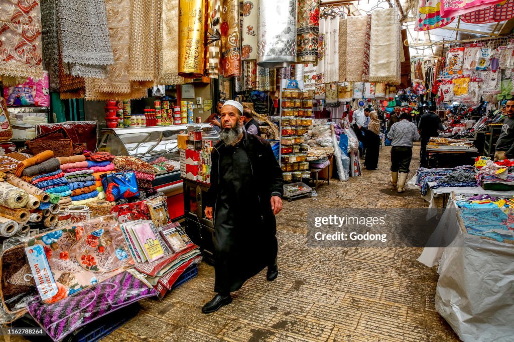 Salafi muslim in Nablus soukh