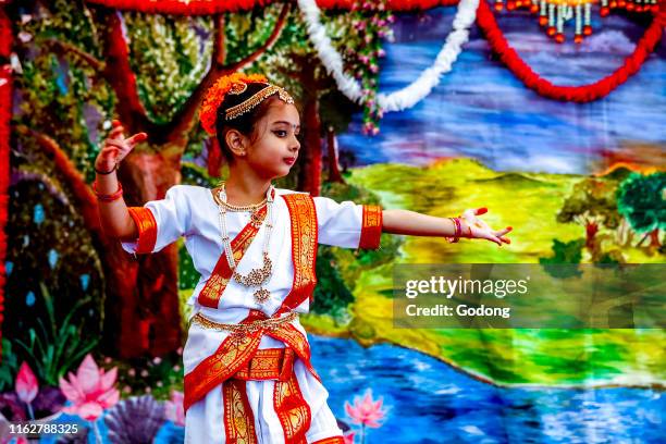 Traditional dance show at Janmashtami Hindu festival, Bhaktivedanta manor, Watford, U.K.