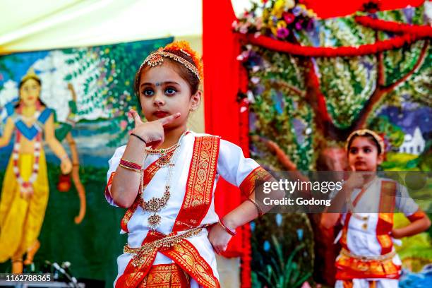 Traditional dance show at Janmashtami Hindu festival, Bhaktivedanta manor, Watford, U.K.