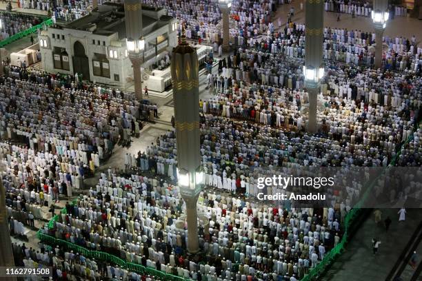 Muslims pray at Masjid al-Nabawi after completing the hajj pilgrimage in Medina, Saudi Arabia on August 19, 2019. After completing the pilgrimage in...