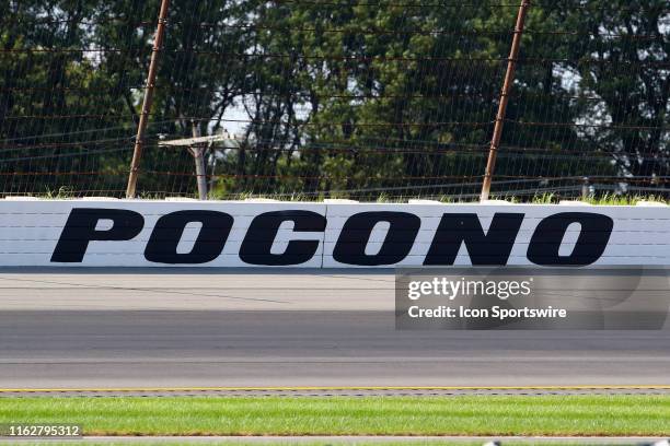 General view of the POCONO sign during the IndyCar Series - ABC Supply 500 on August 18, 2019 at Pocono Raceway in Long Pond, Pa.