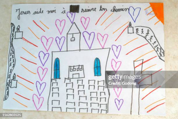 Catechism of the catholic church. Child's drawing. France.