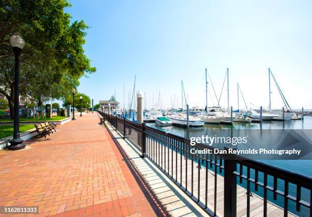 boats in harbor - pensacola beach fotografías e imágenes de stock