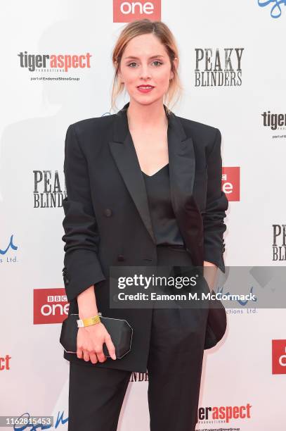 Sophie Rundle attends the premiere of the 5th season of "Peaky Blinders" at Birmingham Town Hall on July 18, 2019 in Birmingham, England.