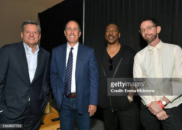 Netflix Chief Content Officer Ted Sarandos, Jerry Seinfeld, Eddie Murphy and Neal Brennan attend the LA Tastemaker event for Comedians in Cars at The...