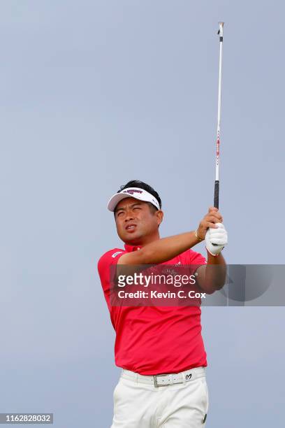 Yuta Ikeda of Japan plays a shot on the 6th during the first round of the 148th Open Championship held on the Dunluce Links at Royal Portrush Golf...
