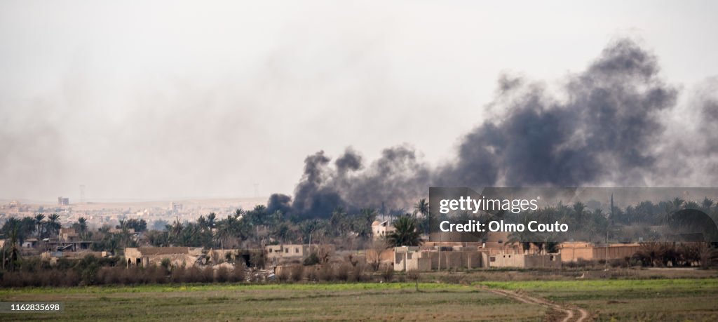 Deir al Zor. Baghuz. 3_2019. Fighters from SDF Kurdish-led forces have launched a final assault on the last pocket held by Islamic State in eastern Syria