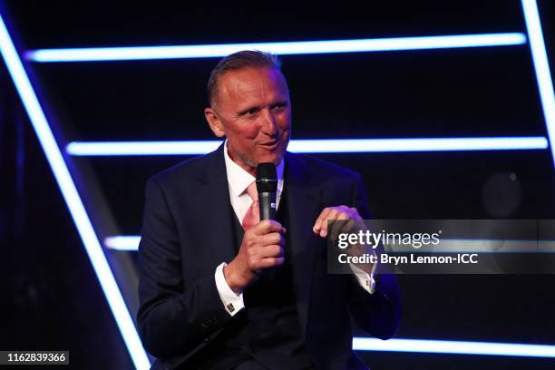 Allan Donald of South Africa is inducted into the ICC Cricket Hall of Fame during the ICC Annual Conference dinner at Madame Tussauds London on July...