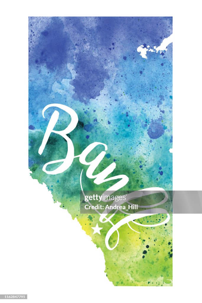 Banff, Alberta Watercolor Vector Map Illustration