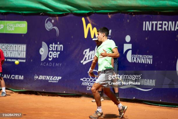 Carlos Alcaraz during the match between Christopher O'Connell and Carlos Alcaraz at the Internazionali di Tennis Citt dell'Aquila in L'Aquila, Italy,...