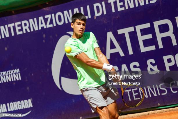 Carlos Alcaraz during the match between Christopher O'Connell and Carlos Alcaraz at the Internazionali di Tennis Citt dell'Aquila in L'Aquila, Italy,...