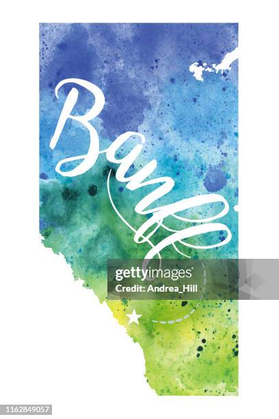 banff, alberta watercolor vector map illustration - banff springs stock illustrations