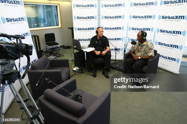 Baseball Hall of Famer Cal Ripken Jr. Hosts his weekly SiriusXM/MLB talk show "Ripken Baseball" with Texas Rangers manager Ron Washington at SiriusXM...