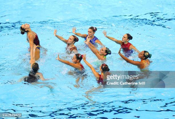 Team Brazil competes in the Free Combination preliminary round day seven of the Gwangju 2019 FINA World Championships at Yeomju Gymnasium on July 18,...