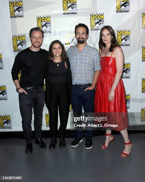 James McAvoy, Dafne Keen, Lin-Manuel Miranda and Ruth Wilson attend the "His Dark Materials" panel and Q&A during 2019 Comic-Con International at San...