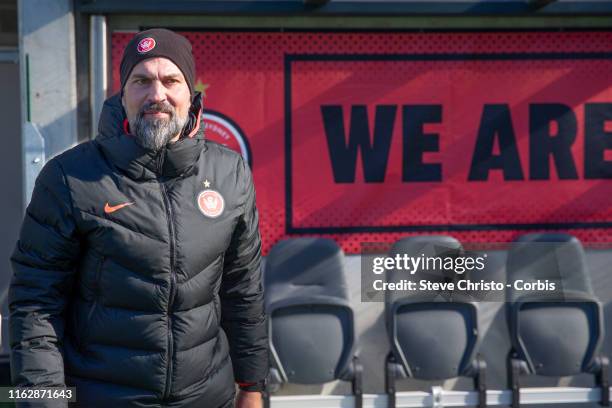 Markus Babbel head coach of the Wanderers before a Western Sydney Wanderers training session at Bankwest Stadium on July 19, 2019 in Sydney,...