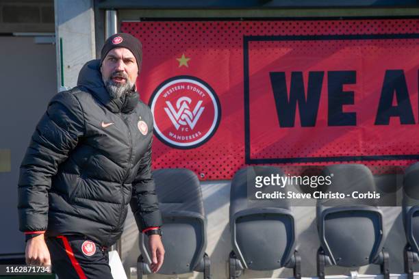 Markus Babbel head coach of the Wanderers before a Western Sydney Wanderers training session at Bankwest Stadium on July 19, 2019 in Sydney,...