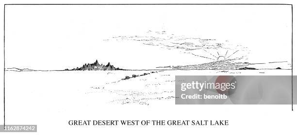 great desert west of the great salt lake - the great salt lake stock illustrations