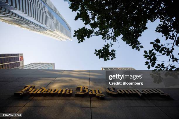 Signage is displayed on a Hudson's Bay Co. Store in Toronto, Ontario, Canada, on Monday, Aug. 19, 2019. Canadian private equity firm Catalyst Capital...