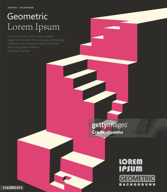 ilustrações de stock, clip art, desenhos animados e ícones de positive and up concept,geometric cube pattern background - staircase