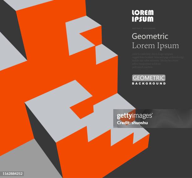 Orange Cubic Pattern 64 Orange Cube Vector Background High Res Illustrations - Getty Images