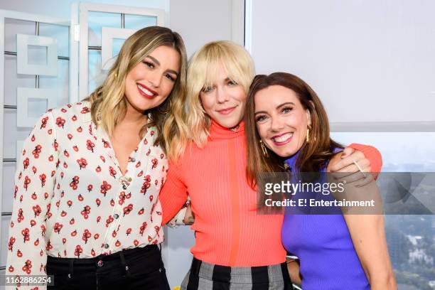 Episode 190816 -- Pictured: Daily Pop Co-Host Carissa Culiner poses for a photo with Kimberly Perry and guest co-host Melanie Bromley --