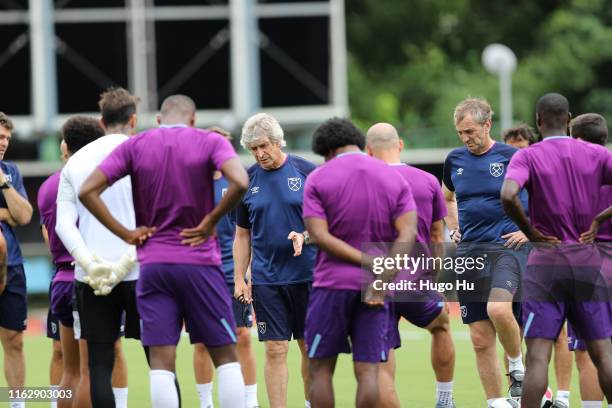 West Ham United FC players during a training session on July 19, 2019 in Shanghai, China.