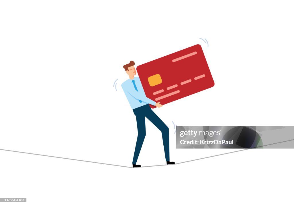Zakenman die op het Tightrope concept loopt
