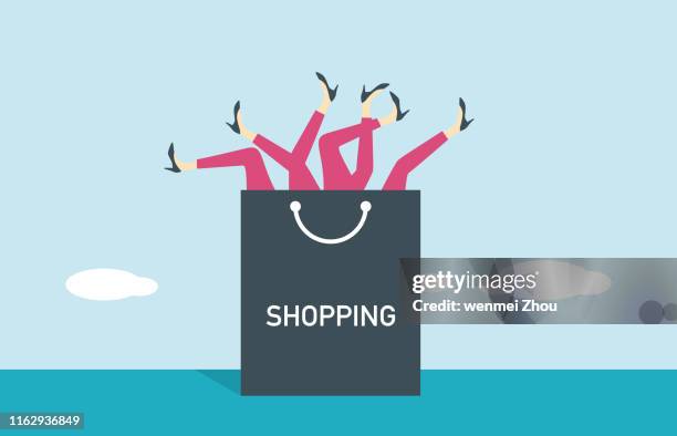 ilustraciones, imágenes clip art, dibujos animados e iconos de stock de shopaholic - tacones altos