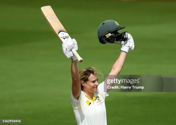 Ellyse Perry of Australia celebrates after scoring a century during Day Two of the Kia Women's Test Match between England Women and Australia Women...