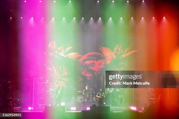 Foals perform on the Amphitheatre stage during Splendour In The Grass 2019 on July 19, 2019 in Byron Bay, Australia.