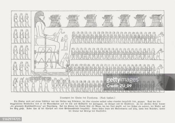 埃及代爾貝爾沙的傑胡蒂霍特普巨型雕像的運輸 - thebes egypt 幅插畫檔、美工圖案、卡通及圖標