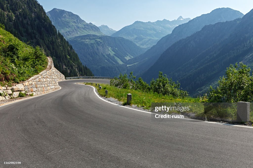Morning on Silvretta-Bielerhohe High Alpine Road in Vorarlberg, Austria.