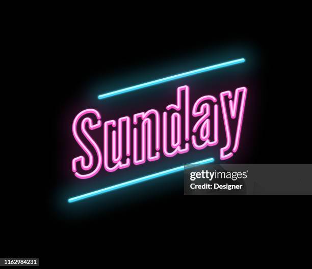 retro sunday neon design - hands typing stock illustrations