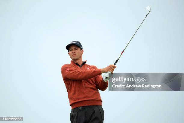 Adam Scott of Australia tees off the 6th during the second round of the 148th Open Championship held on the Dunluce Links at Royal Portrush Golf Club...