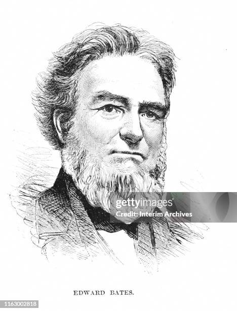 Illustrated portrait of American politician Edward Bates who served as the United States Attorney General under Abraham Lincoln, circa 1860s. It...