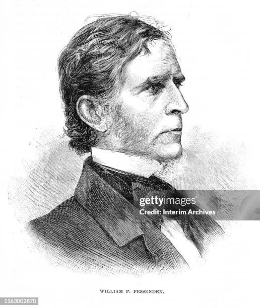 Portrait of American politician and senator from Maine William Fessenden , circa 1860s. It appeared in Charles Carleton Coffin's book, 'Abraham...