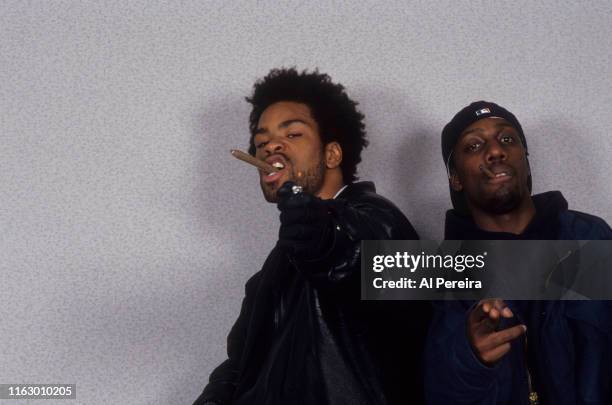 Rappers Method Man and Inspectah Deck of the Wu-Tang Clan pose for a portrait on April 1, 1994 in New York City, New York.