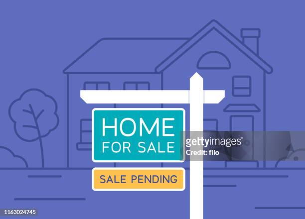 home for sale real estate - estate agent sign stock illustrations
