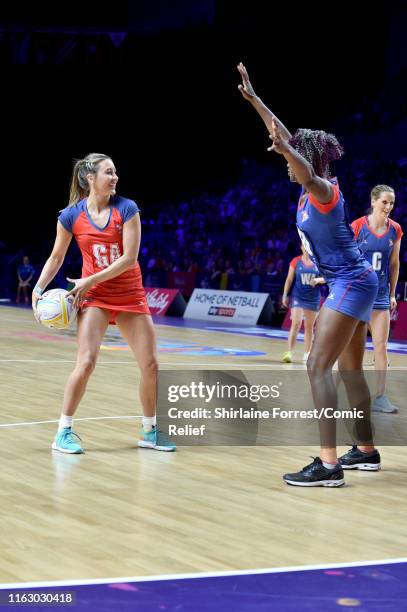 Jade Jones and Ama Agbeze plays at the first ever ‘All Star Netball for Sport Relief’ event at M&S Bank Arena on July 19, 2019 in Liverpool England.